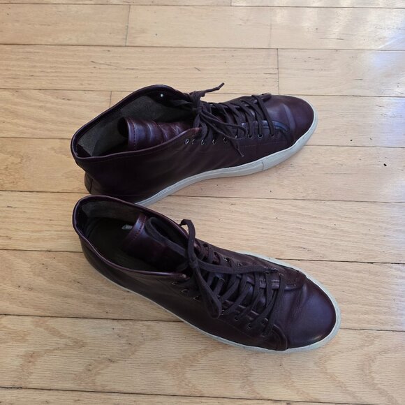 Gustin | brown burgundy leather hi-top sneakers | MENS 11 - Picture 3 of 12